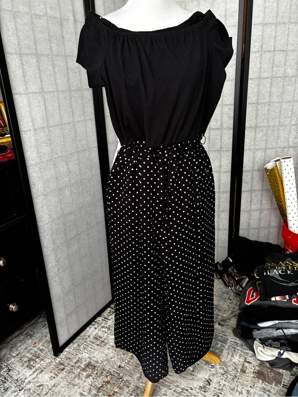 Maison Jules Black & white polkadot  jumpsuit
